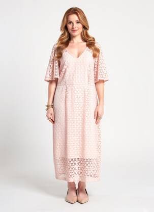 Robe mi-longue manches 3/4 manches 3/4 rose JOSEPH RIBKOFF femme