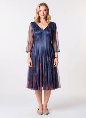 Robe courte manches 3/4 manches 3/4 bleu PROMULIAS femme