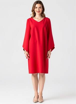 Robe mi-longue manches 3/4 manches 3/4 rouge WEILL femme