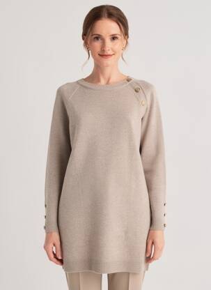 Robe pull tissage chiné manches longues beige GERARD DAREL femme