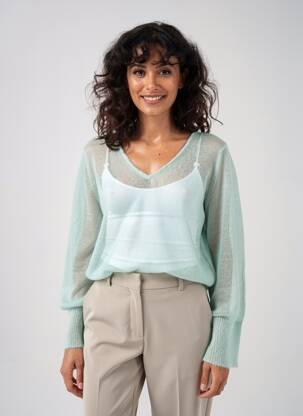 Pull coupe droite manches longues vert MARINA RINALDI femme