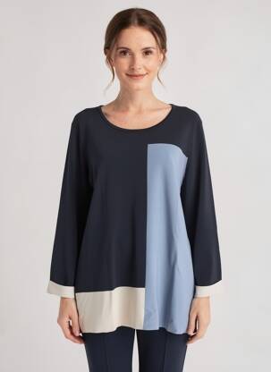 Pull coupe droite manches longues bleu VOYAGE BY MARINA RINALDI femme