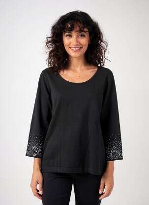 Pull stretch manches 3/4 noir MARINA RINALDI femme
