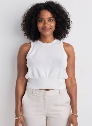 Top tissage jersey sans manche blanc MAXMARA femme