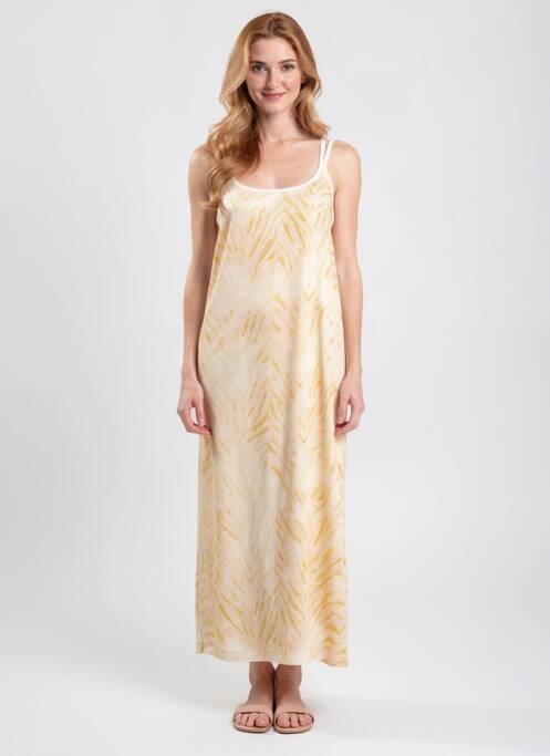 Robe mi-longue col rond fines bretelles beige BLEU BLANC ROUGE femme