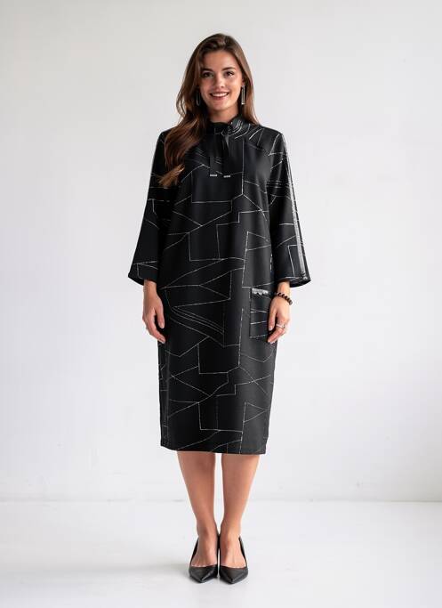Robe mi-longue manches 3/4 manches 3/4 noir JOSEPH RIBKOFF femme