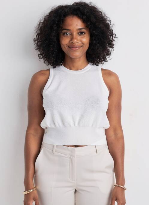 Top tissage jersey sans manche blanc MAX MARA femme
