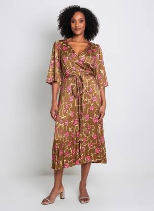 Robe longue manches longues manches longues marron TARA JARMON femme
