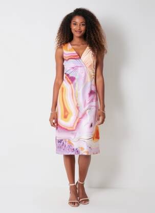 Robe longue imprimé fantaisie sans manche violet ETOILE DU MONDE femme