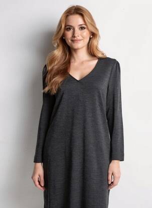 Robe mi-longue manches longues manches longues gris WEILL femme