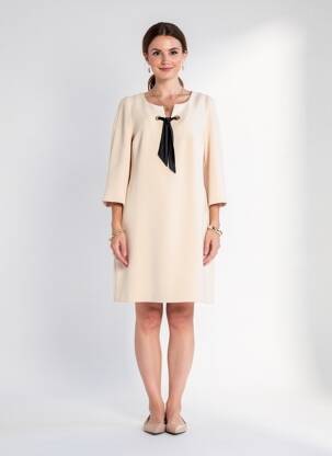 Robe mi-longue tissage crêpe manches longues rose WEILL femme