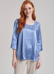 Blouse col rond manches longues bleu MARINA RINALDI femme