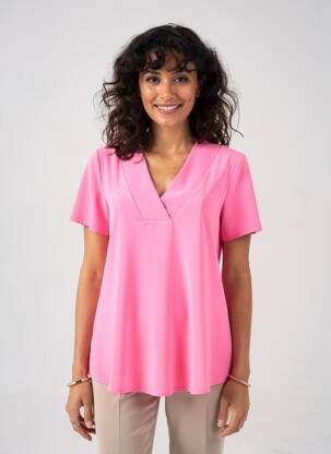 Top tissage jersey manches courtes rose JOSEPH RIBKOFF femme