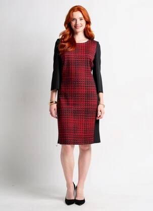 Robe mi-longue imprimé fantaisie manches longues rouge JOSEPH RIBKOFF femme