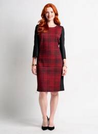 Robe mi-longue imprimé fantaisie manches longues rouge JOSEPH RIBKOFF femme