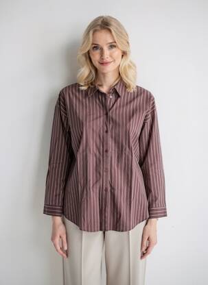 Chemisier coupe droite manches longues marron MISS SELFRIDGE femme