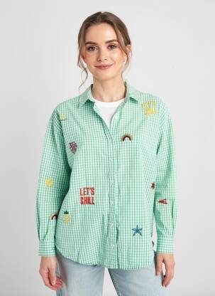 Chemisier coupe droite manches longues vert PROMOD femme