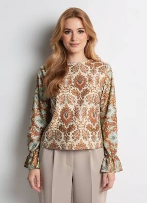 T-shirt manches longues manches longues beige ZARA femme