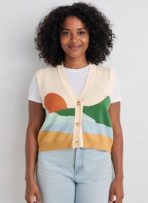 Gilet manches courtes coupe droite beige PULL & BEAR femme