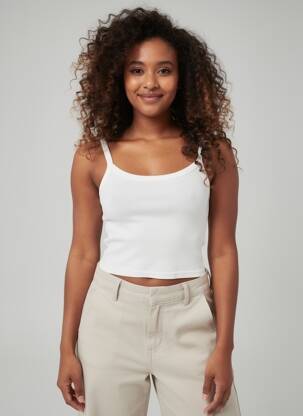 Top coupe cintrée sans manche blanc WEEKDAY femme