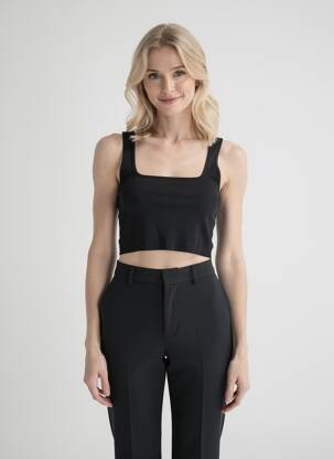 Top coupe cintrée sans manche noir ZARA femme