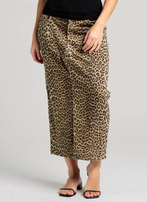 Pantalon droit fermeture zippée sous rabat boutonné taille normale marron H&M femme