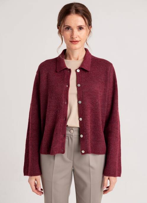 Gilet manches longues fermeture boutonnée sur le devant violet MONOPRIX femme