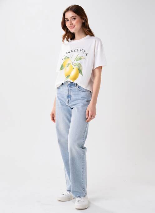 T-shirt sérigraphie floquée manches courtes blanc CIAO MILANO femme