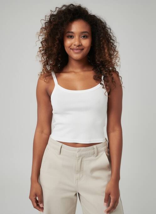 Top coupe cintrée sans manche blanc WEEKDAY femme