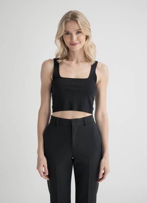 Top coupe cintrée sans manche noir ZARA femme