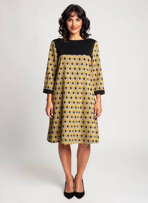 Robe courte manches 3/4 manches 3/4 jaune ELEONORA AMADEI femme