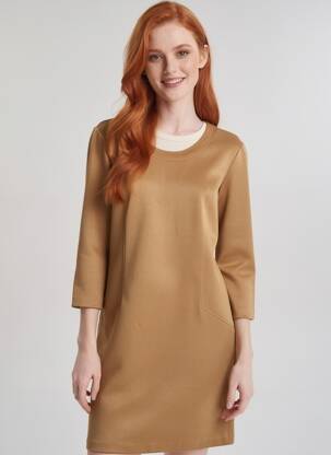 Robe courte manches 3/4 manches 3/4 marron GEVANA femme