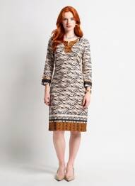 Robe mi-longue manches 3/4 manches 3/4 beige GEVANA femme