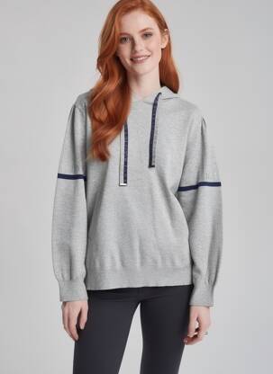 Sweat-shirt à capuche manches longues manches longues gris PASSIONI femme