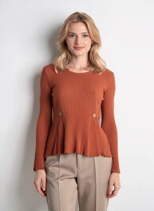 Pull coupe cintrée manches longues orange LO! LES FILLES femme