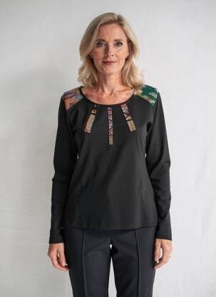 Pull coupe cintrée manches longues noir OLIVIER PHILIPS femme