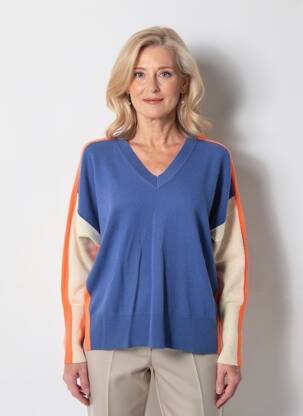 Pull coupe droite manches longues bleu ESTHEME femme