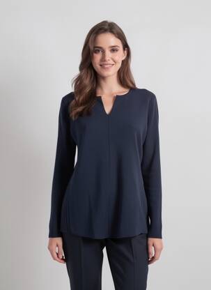 Pull coupe droite manches longues bleu MARIA BELLENTANI femme