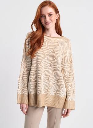 Pull coupe droite manches longues beige ELEONORA AMADEI femme
