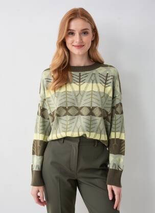 Pull col rond manches longues vert MARIA BELLENTANI femme
