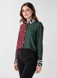 Chemisier tissage crêpe manches longues vert LOLA CASADEMUNT femme