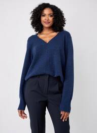 Pull col v manches longues bleu MARIA BELLENTANI femme