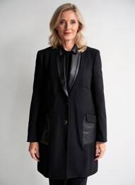 Manteau long coupe cintrée sans capuche noir EVA KAYAN femme