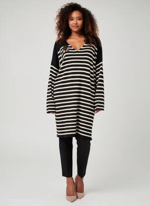 Robe pull col v manches longues noir ANANKE femme