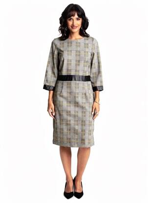 Robe mi-longue manches 3/4 manches 3/4 gris ELEONORA AMADEI femme
