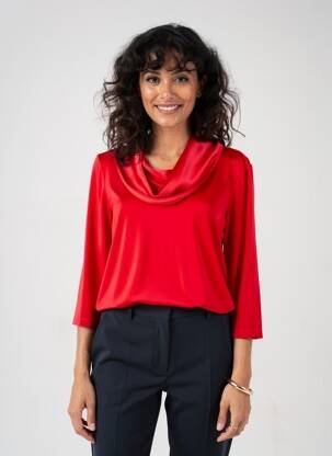T-shirt coupe droite manches 3/4 rouge JOSEPH RIBKOFF femme