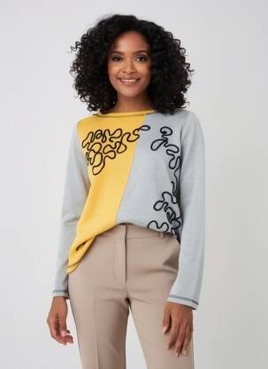Pull stretch manches longues jaune ELEONORA AMADEI femme