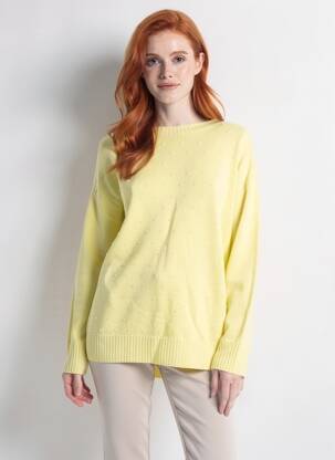 Pull col rond manches longues jaune MARIA BELLENTANI femme