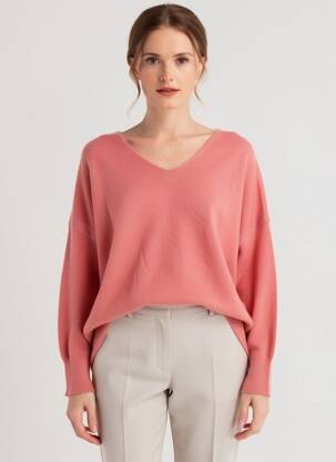 Pull coupe droite manches longues rose ANANKE femme