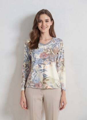 Pull coupe cintrée manches longues bleu GEVANA femme